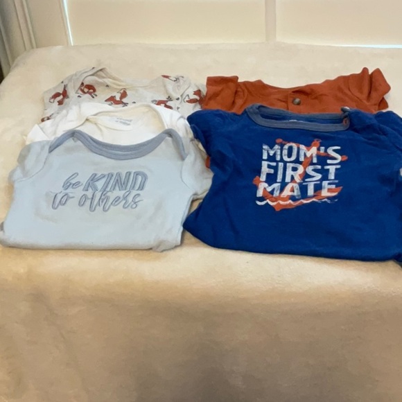 Child of Mine Blue and White Graphic Rompers Set - Picture 1 of 6